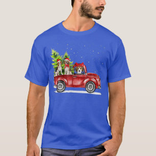 T-shirt Bordure Collie Père Noël Reindee Camion Rouge Neig