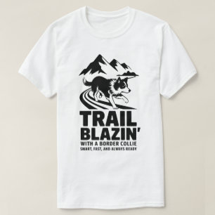 T-shirt Bordure Collie Silhouette avec Trail Path