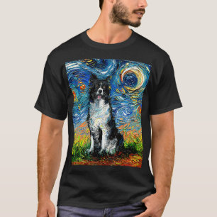 T-shirt Bordure Collie Starry Night Impressionniste Chien 
