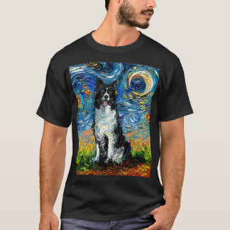 T-shirt Bordure Collie Starry Night Impressionniste Chien 