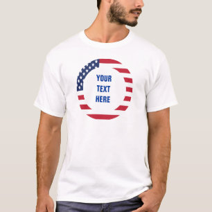 T-shirt Bordure de drapeau américain avec texte personnali