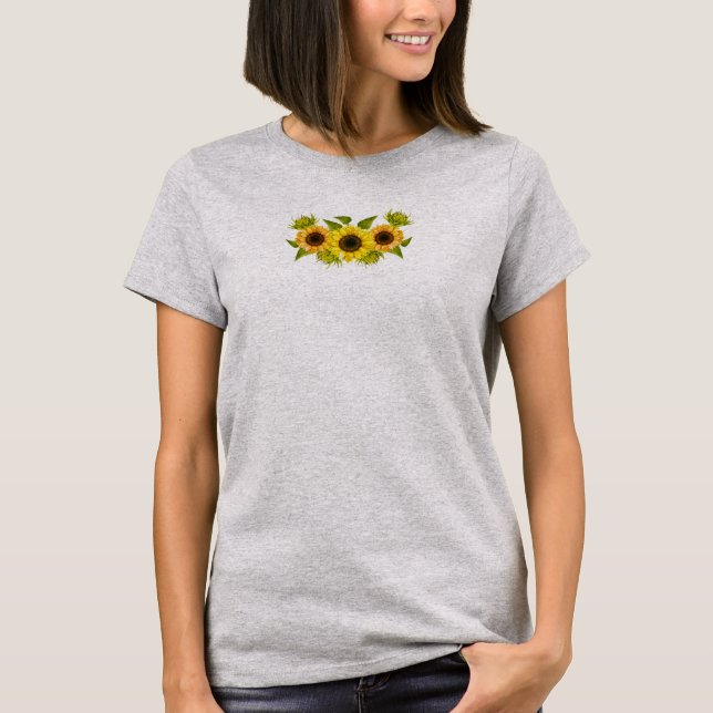 T-shirt Bordure de tournesol peint à la main (Devant)