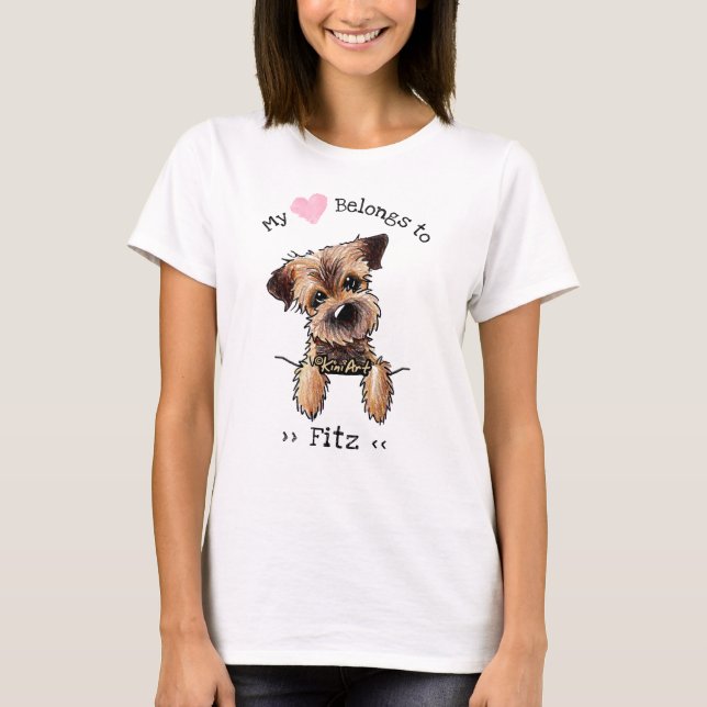 T-shirt Bordure KiniArt Terrier MON COEUR APPARTIENT (Devant)