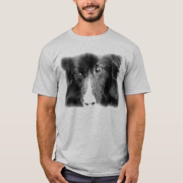 T-shirt Bordure noire Collie Art animal (Devant)