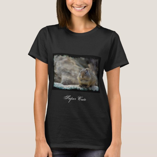 T-shirt Bordure noire d'écureuil de sol super mignonne (Devant)