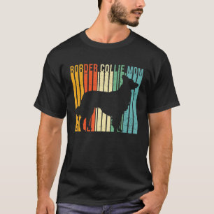 T-shirt Bordure Rétro Collie Maman Mignonne Bordure Collie
