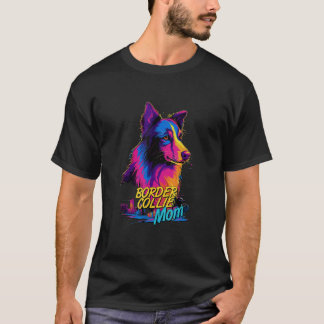 T-shirt Bordure Vaporwave Collie Maman Frontière futuriste