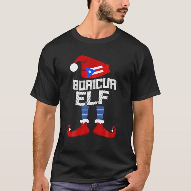 T-shirt Boricua Elf Group Matching Famille Cadeau de Noël  (Devant)