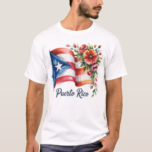 T-shirt Boricua Pride Floral Puerto Rican Drapeau Aquarell