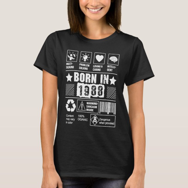 T-shirt Born In 1988 Multi tasking Problem Solving Loving  (Devant)