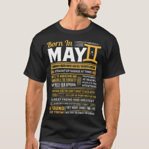 T-shirt Born In May Gemini Funny Birthday Gift
