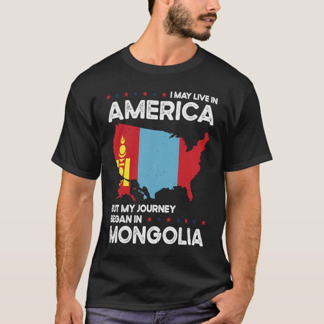 T-shirt Born Mongolian Mongolia American USA Citizenship   (Devant)