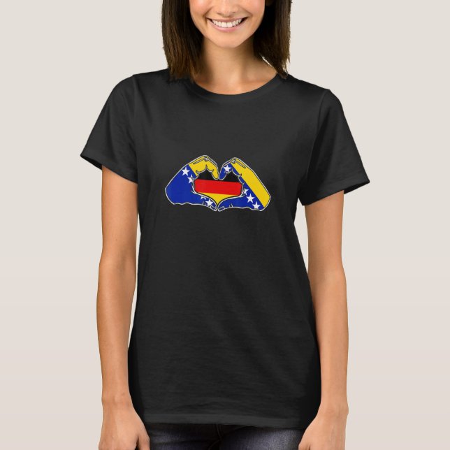 T-shirt Bosnia and Germany  Heart hand friendship  (Devant)