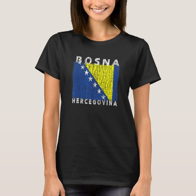 T-shirt Bosnia and Herzegovina Flag Used Look  For Bosnian (Devant)