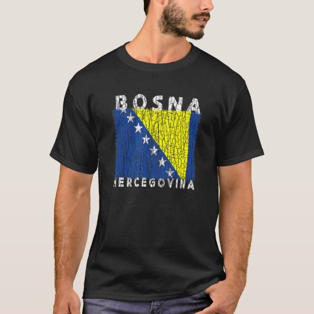T-shirt Bosnia and Herzegovina Flag Used Look  For Bosnian (Devant)