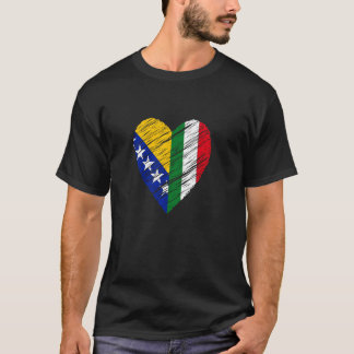 T-shirt Bosnia Italy Heart Italian Flag Bosnian Flag Love 
