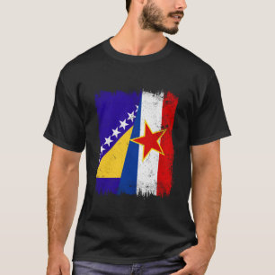 T-shirt Bosnie-Herzégovine Yougoslavie Drapeau à moitié
