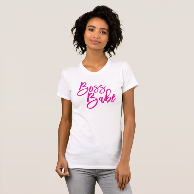 T-shirt BOSS BABE script minimal tendance devis de travail (Devant entier)