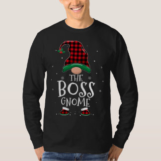 T-shirt Boss Gnome Xmas Famille Correspondante Rouge Plaqu