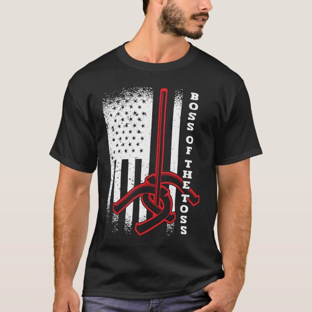 T-shirt Boss Of The Toss American USA FLag Horseshoe Pitch (Devant)