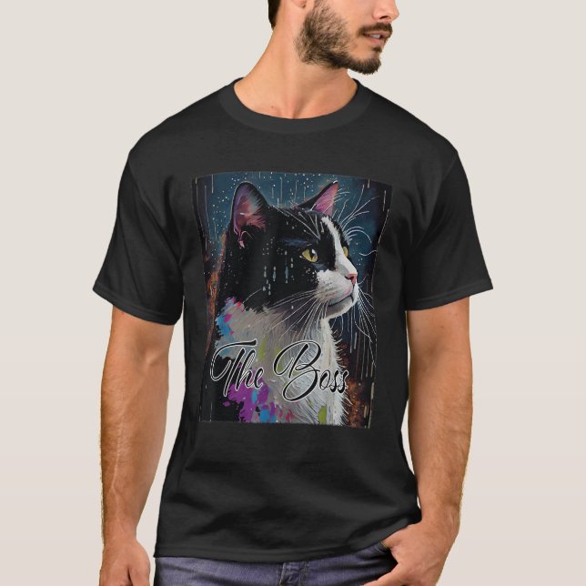 T-shirt Boss Tuxedo Amoureux de les chats Funny Tee pour m (Devant)