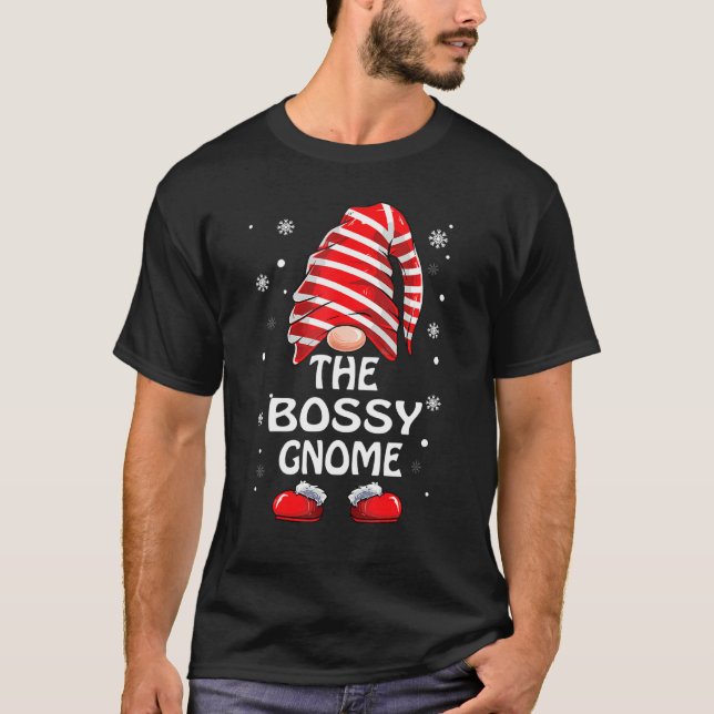 T-shirt Bossy Gnome Buffalo Plaid Christmas Matching Famil (Devant)
