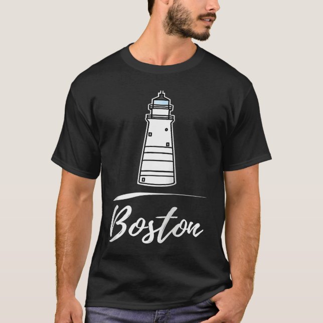 T-shirt Boston lighthouse Massachusetts Raglan Baseball (Devant)