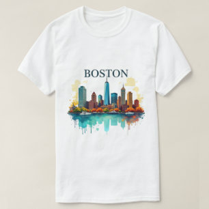 T-shirt Boston Ma Ville Boston Skyline Aquarelle