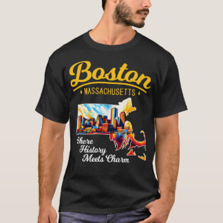 T-shirt Boston Massachusetts Où L'Histoire Rencontre Le Ch