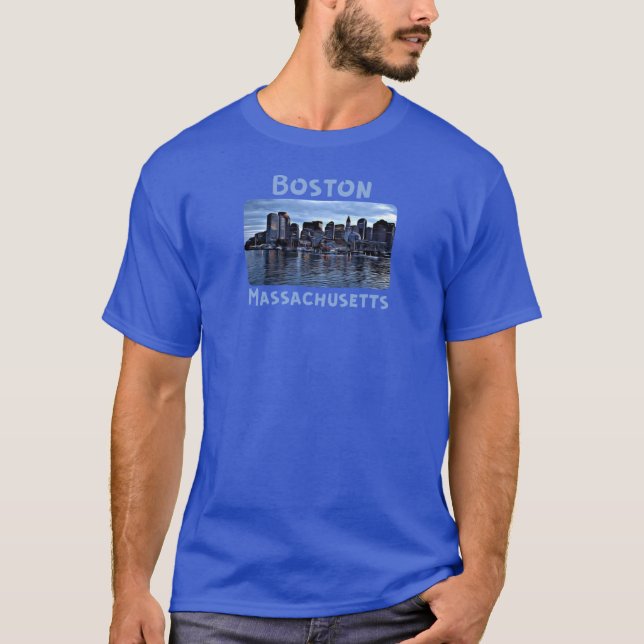 T-shirt Boston Massachusetts Skyline Art surdimensionné (Devant)