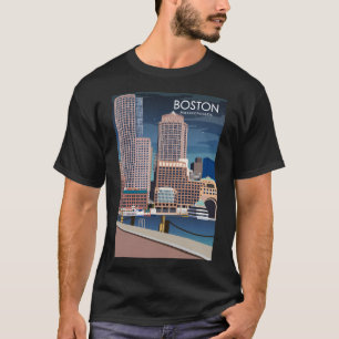 T-shirt Boston Massachusetts Vintage Minimal Voyage Retro