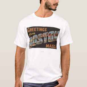 T-shirt Boston, scènes 3 de lettre de MassachusettsLarge