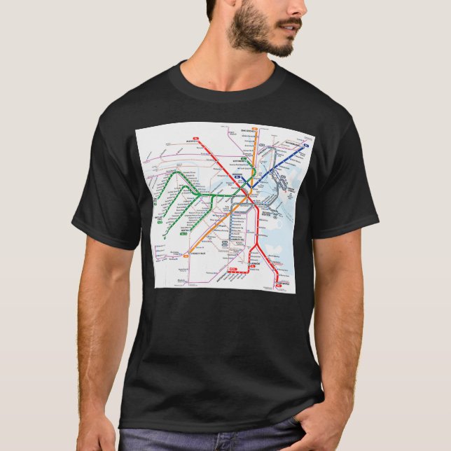 T-shirt Boston subway map  United States  (Devant)