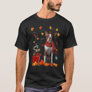 T-shirt Boston Terrier Automne Chocolat Chocolat Chien Cha