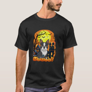 T-shirt Boston Terrier avec Citrouilles drôle effrayant Ha