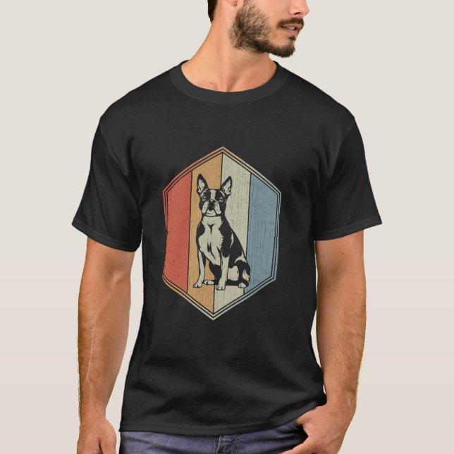 T-shirt Boston Terrier Avec Design Distorti Retro Boston (Devant)