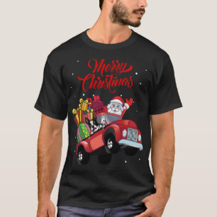 T-shirt Boston Terrier Avec Le Père Noël Dans Un Chien De