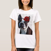 Boston Terrier avec Rose sur Head