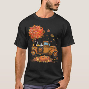 T-shirt Boston Terrier Camion Citrouille Automne Feuille a