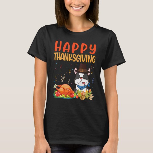 T-shirt Boston Terrier Chien Regardez Turquie Viande Joyeu (Devant)