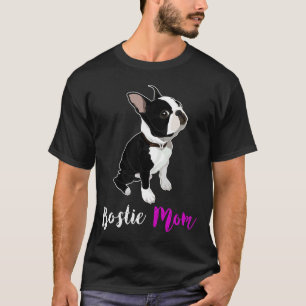 T-shirt Boston Terrier Cute Bostie Maman Vintage Red Bow