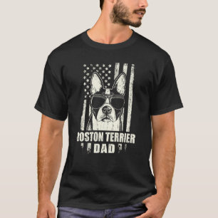 T-shirt Boston Terrier Papa Cool Vintage Retro Fier Amériq