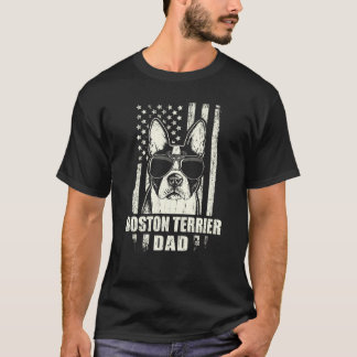T-shirt Boston Terrier Papa Cool Vintage Retro Fier Amériq