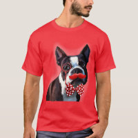 Boston Terrier Portrait avec Cravate Red Bow et 2