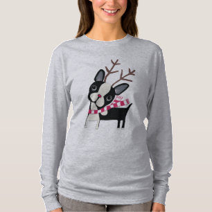 T-shirt Boston Terrier Rudolph la chemise de Flowy de