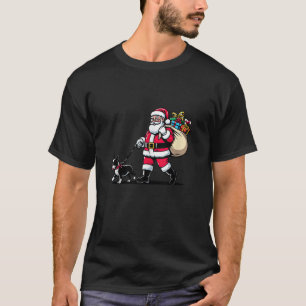T-shirt Boston Terrier Santa Claus Drôle Chien Noël Tan