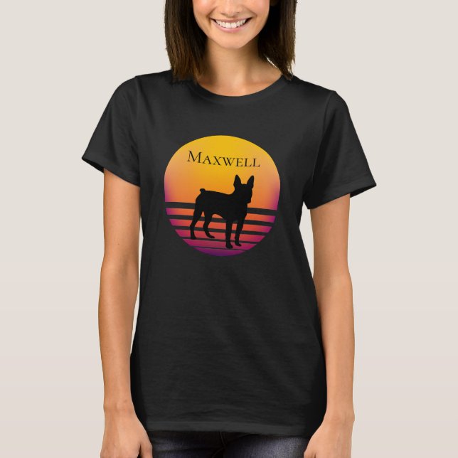 T-shirt Boston Terrier Silhouette Customisée Sunset (Devant)