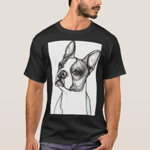 T-shirt Boston Terrier Sketch Scoop