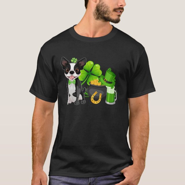 T-shirt Boston Terrier St Patrick s Day Irish C  Dog (Devant)