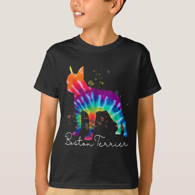 T-shirt Boston Terrier Tie Dye Amoureux des chiens arc-en- (Devant)